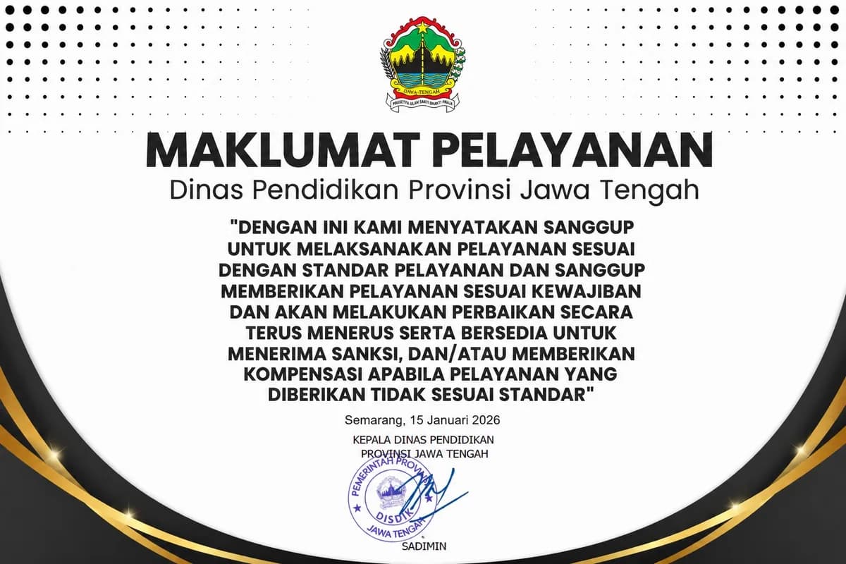 Maklumat Pelayanan SMKN 1 Purbalingga: Komitmen Pelayanan Prima Berintegritas dan Bebas Pungli